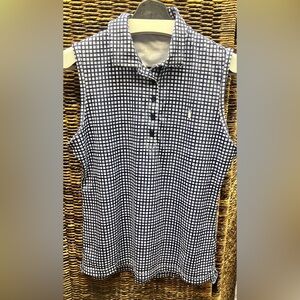 Peter Millar- Womens Navy/White Tank Button Shirt- McArther Milk Jug Logo,Medium